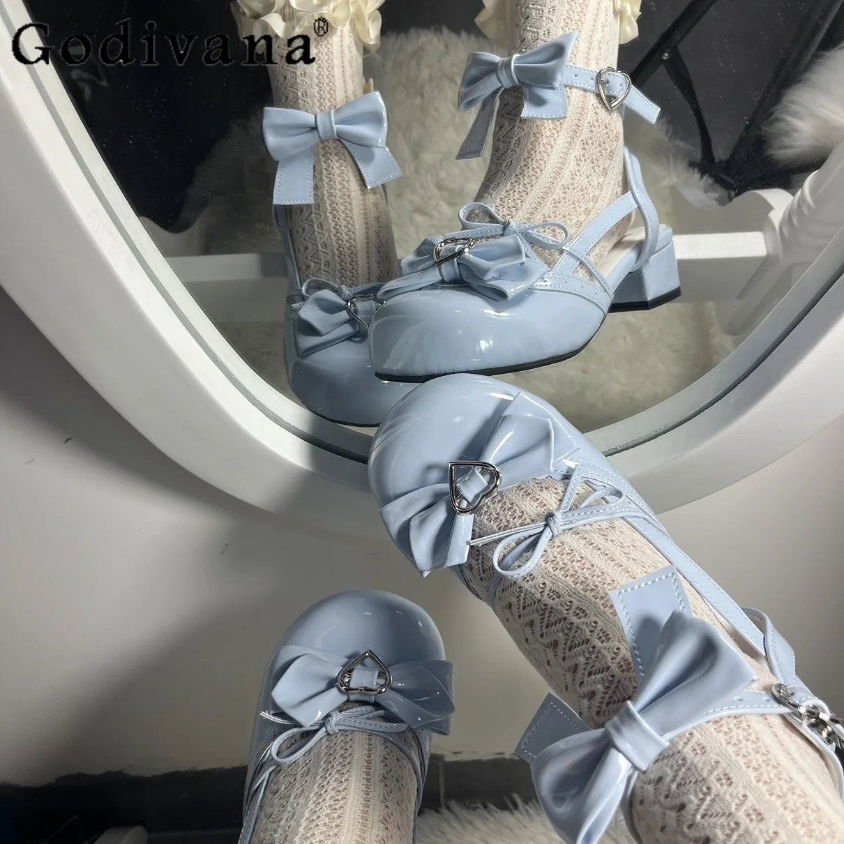 

Sweet Cute Bowknot Round Toe Lolita Single Shoes Japanese Original Versatile 2025 New Doll-Feel Small Leather Shoes for Women