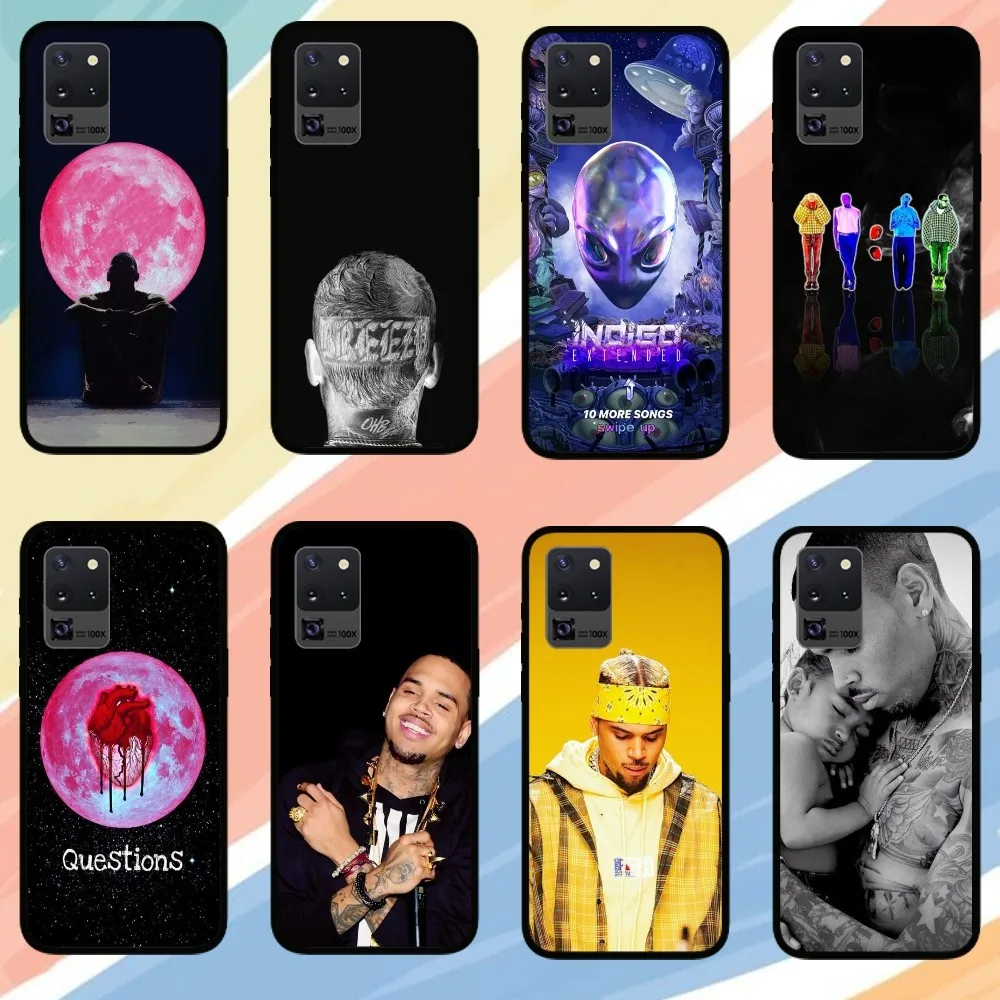 Rapper Chris Brown  Phone Case For Samsung Galaxy S24 S23 S22 S21 S20 FE Note9 10 Plus Ultra Lite 5G Black Phone Case