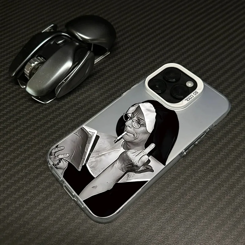 Smoking Nuns Art Aesthetic Phone Case For iPhone 16 15 14 13 12 11 Pro Max Mini XS X XR SE 7 8 Plus Soft Cover