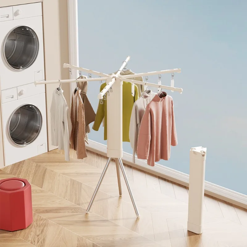 Factory wholesale folding clothes drying rack floor to ceiling balcony household small multi-functional travel easy to carry