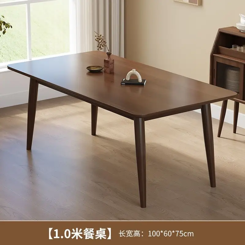Nordic all-solid wood dining table, rectangular, rubber wood table and chair combination