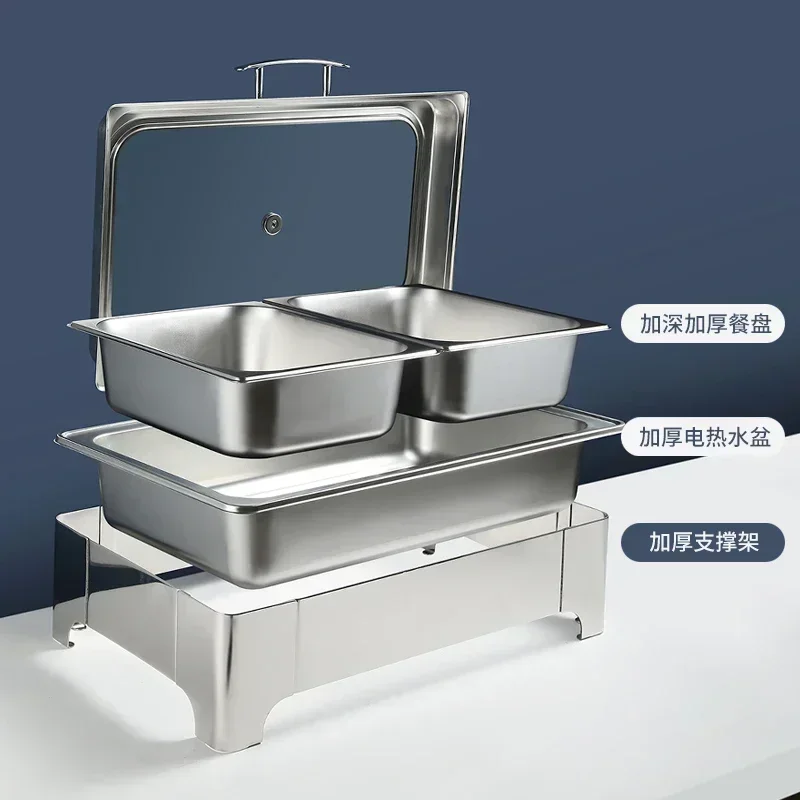 موقد بوفيه فاخر - فرن عازل من الفولاذ المقاوم للصدأ للتدفئة الكهربائية مع زجاج هيدروليكي مرئي، غلاية دائرية للإفطار