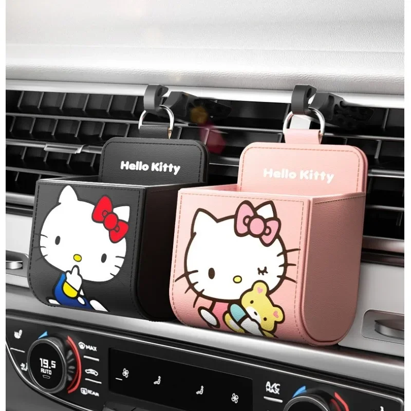 Mode Hello Kitty 1Pc Auto Opbergtas Kawaii Meisjes Telefoon Sleutel Zonnebril Opbergdoos Air Vent Dashboard Opgeruimd Opknoping Organizer