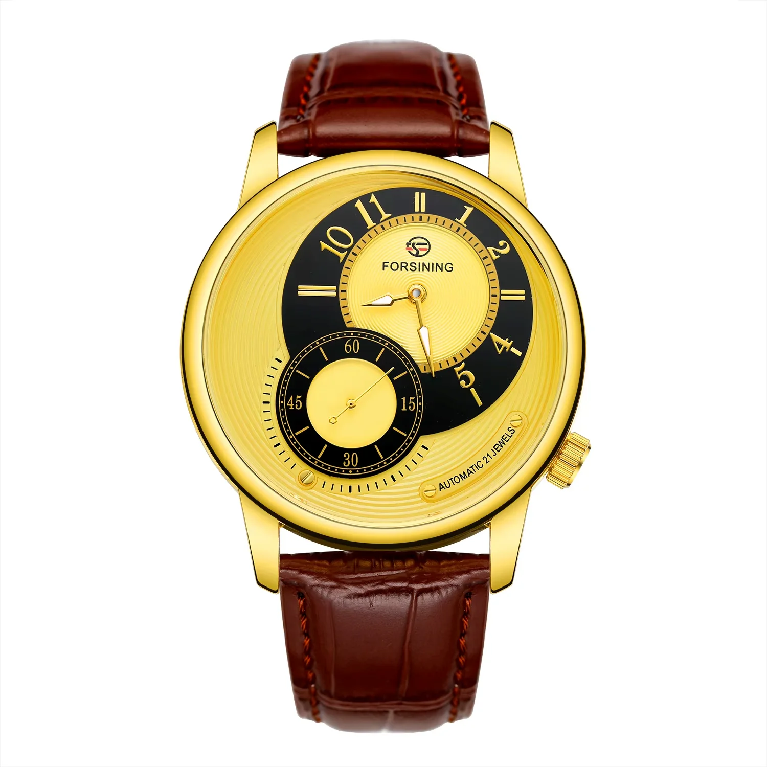 Forsining watches men's leisure double circle automatic mechanical watches men's watches wrist epidermis with mechanical watches