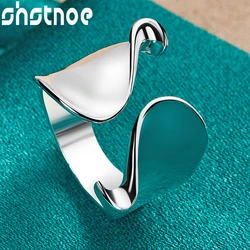 New 925 Sterling Silver Glossy Irregular Open Ring For Women Man Bridal Wedding Bands Abstract Jewelry Fashion Charm Accessories
