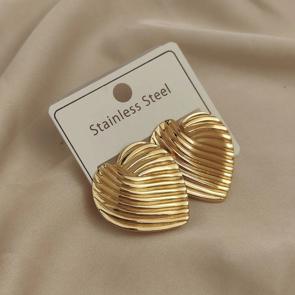 أقراط نسائية عصرية من الفولاذ المقاوم للصدأ مطبوعة على شكل حب، أقراط معدنية ثقيلة مقاومة للماء وغير قابلة للتلاشي، هدايا حفلات الزفاف #5