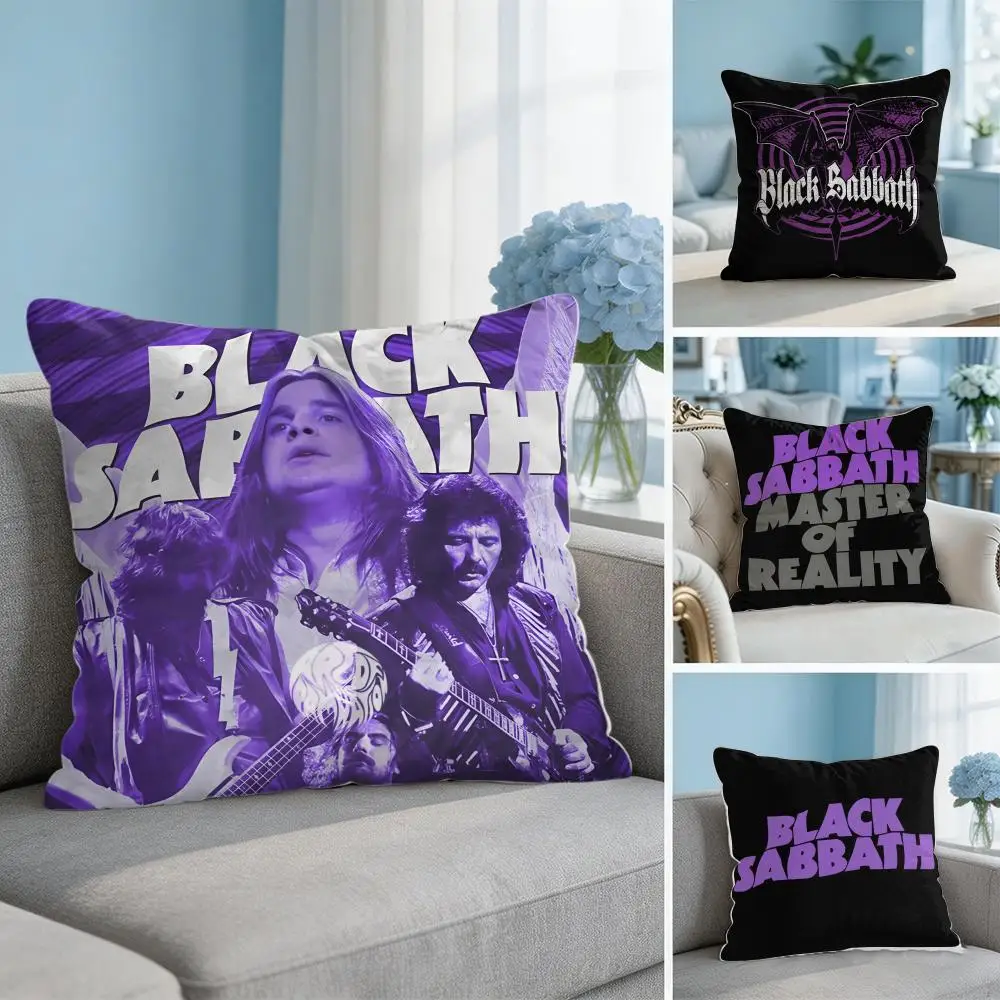 B-Black S-Sabbath Rock Cushion Cover Square Pillow Bedroom Sofa Leisure Comfort Living Room Home Decoration 40X40