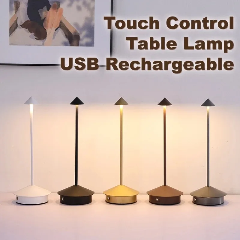Rechargeable LED Wireless Cordless Table Lamp Touch Sensor Night Bedside Desk Light for Bedroom Hotel Restaurant Bar Decor