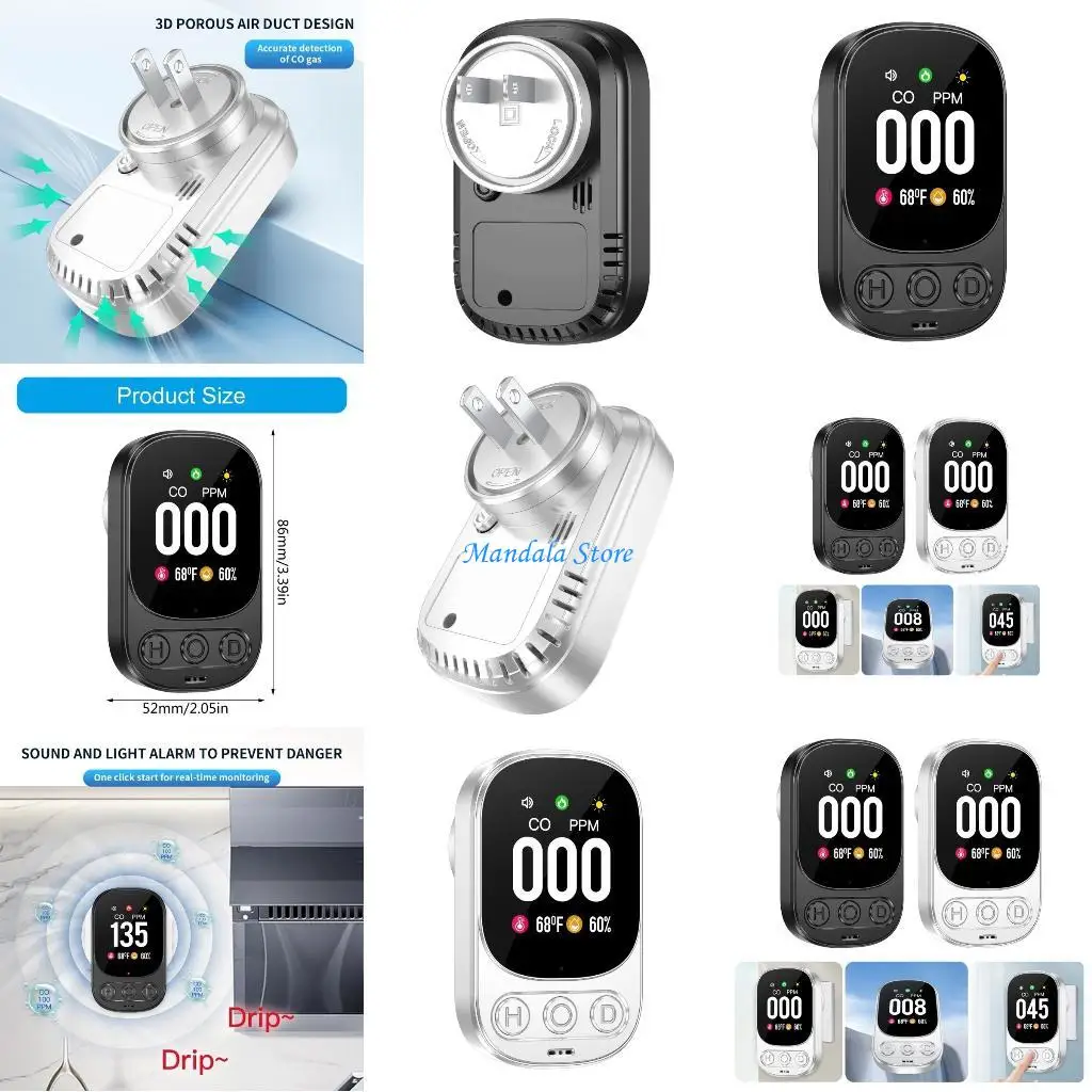 

U2JC Carbon Monoxide Detectors with Temp Humidity Sensors Wall CO Level Monitors Alarm Temperature Humidity CO Detectors