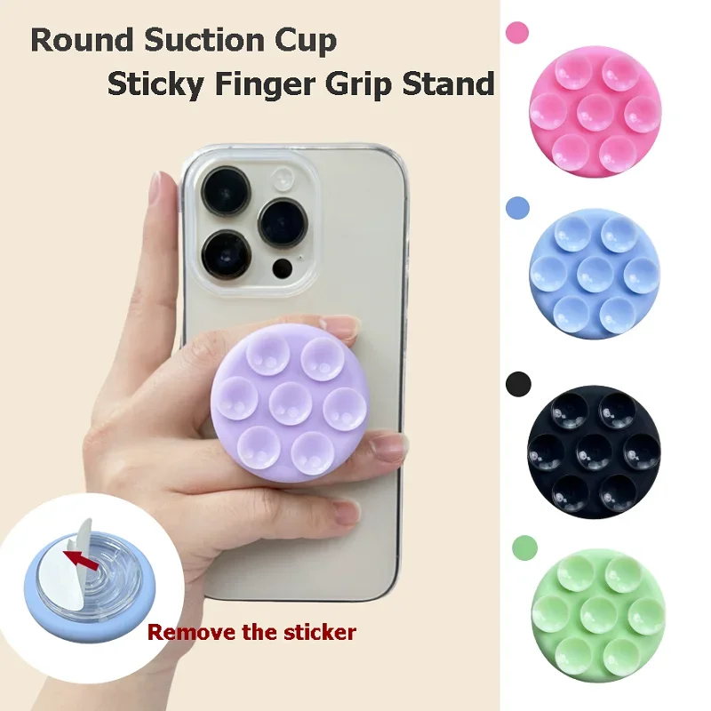 

Round Silicone Suction Pad For Mobile Phone Samsung For iPhone Sticky Finger Grip Stand Sticker Suction Cup Phone Holder GripTok