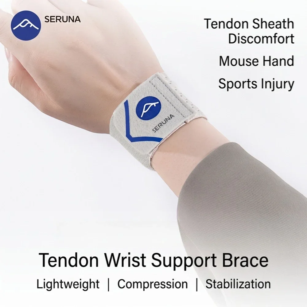 Seruna Wrist Support Elastic Compression Sleeve Wrist Wrap for Tendonitis Pain Relief Carpal Tunnel Gym Sports Stability