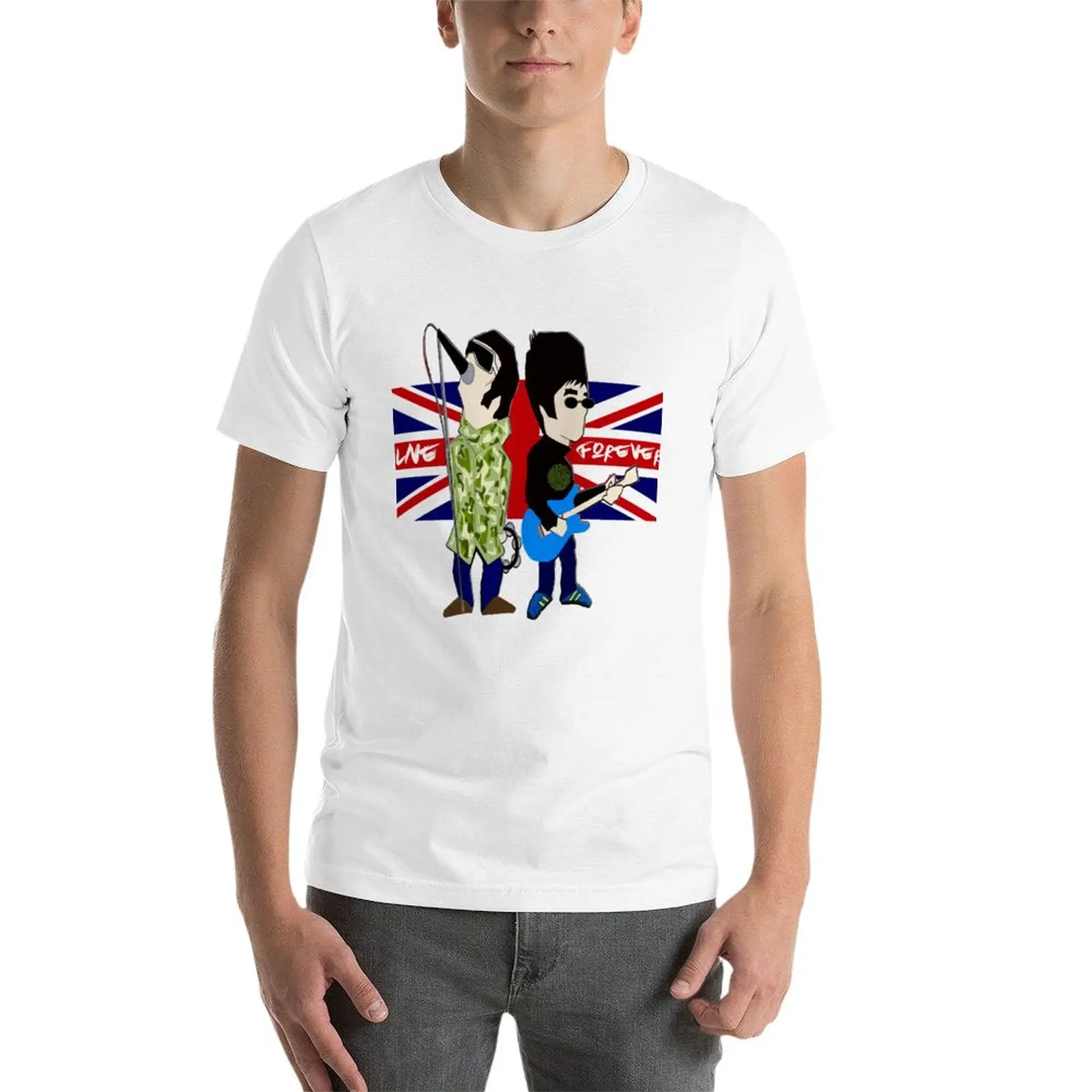 New Brit Rock Gods Noel and Liam Gallagher Oasis Live Forever T-Shirt blank t shirts summer top men t shirt