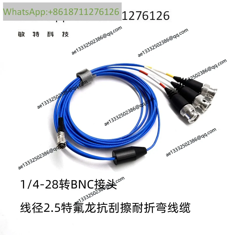 1/4-28 UNF To BNC Four-core Connector for PCB Three-axis Sensor Vibration Acceleration Cable