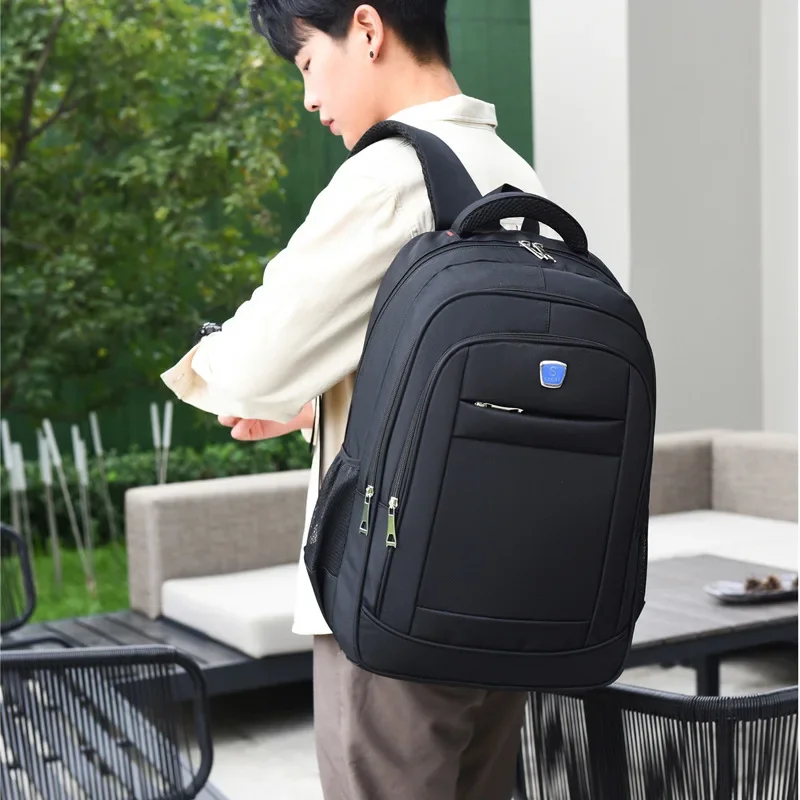 

New Student School Bag Business Computer Bag Leisure Travel Men's Backpack Large Capacity Solid Color Backpack