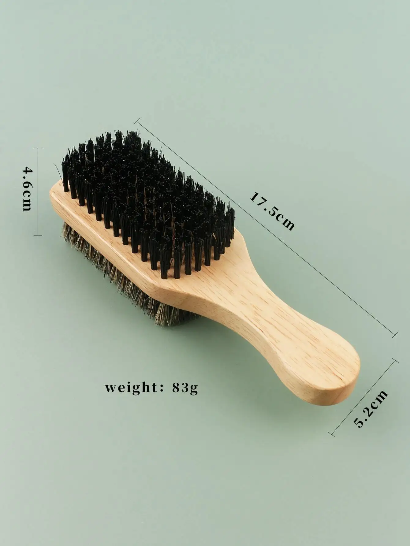 Brosse à barbe double face pour le toilettage des hommes : manche en bois, poils et poils en nylon pour la coiffure et le nettoyage