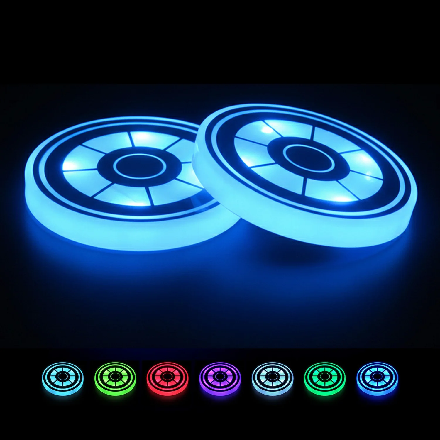 2PCS LED Car Cup Holder Light 3-Mode 7-Color Conversion Rechargeable Cup Holder With Brightness And Vibration Sensors USB-C