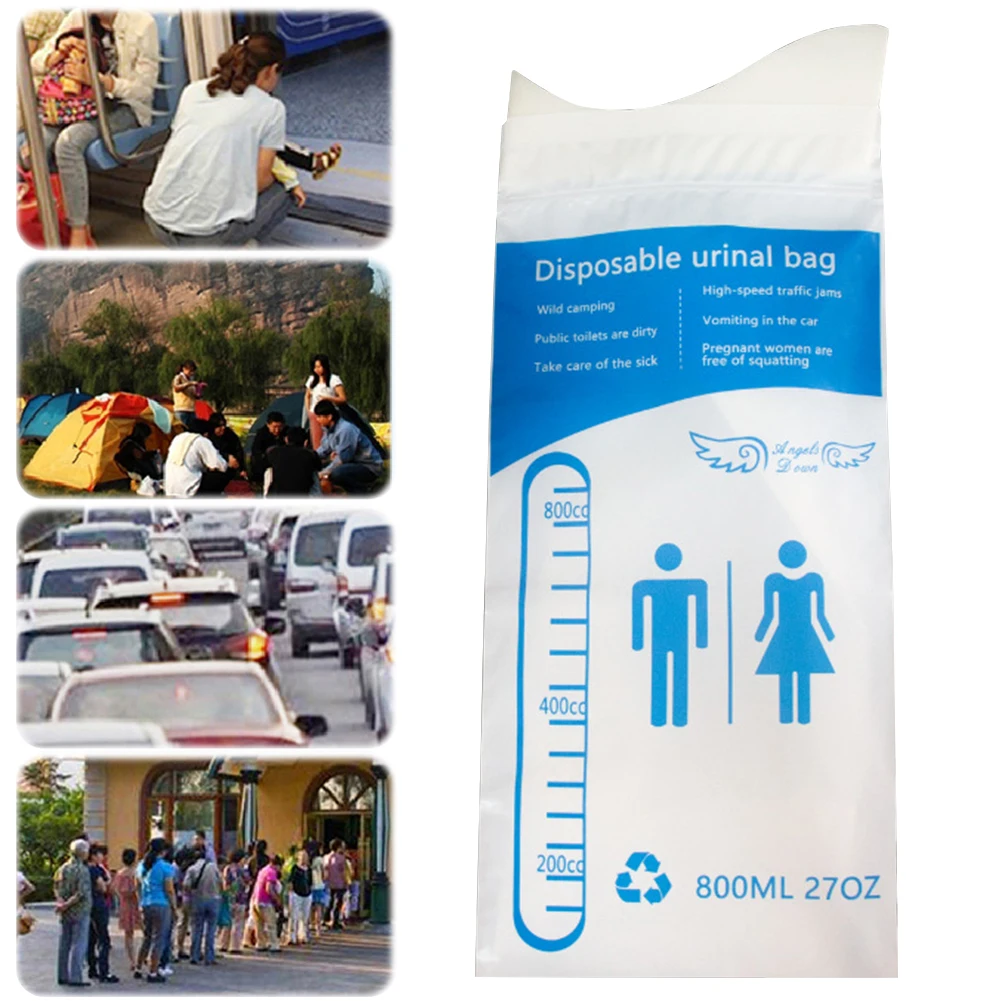 800 مللي حقيبة مبولة للاستعمال مرة واحدة في الهواء الطلق أكياس التبول في حالات الطوارئ مانعة للتسرب أكياس تبول السيارة الذاتي الختم للطفل النساء الرجال #5