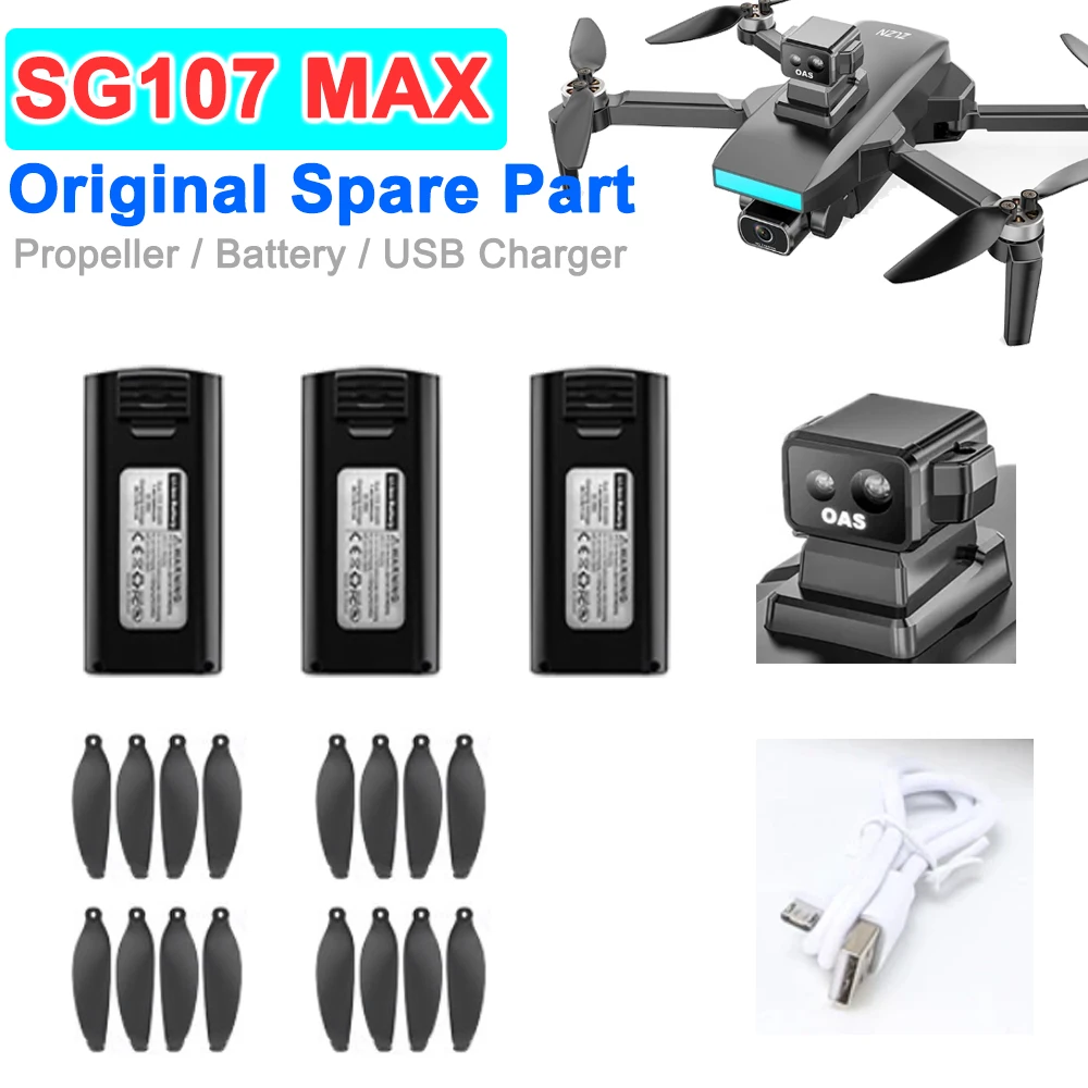 SG107 MAX Drone łopata śmigła oryginalna część zamienna/bateria/ładowarka USB/unikanie przeszkód SG107MAX akcesorium