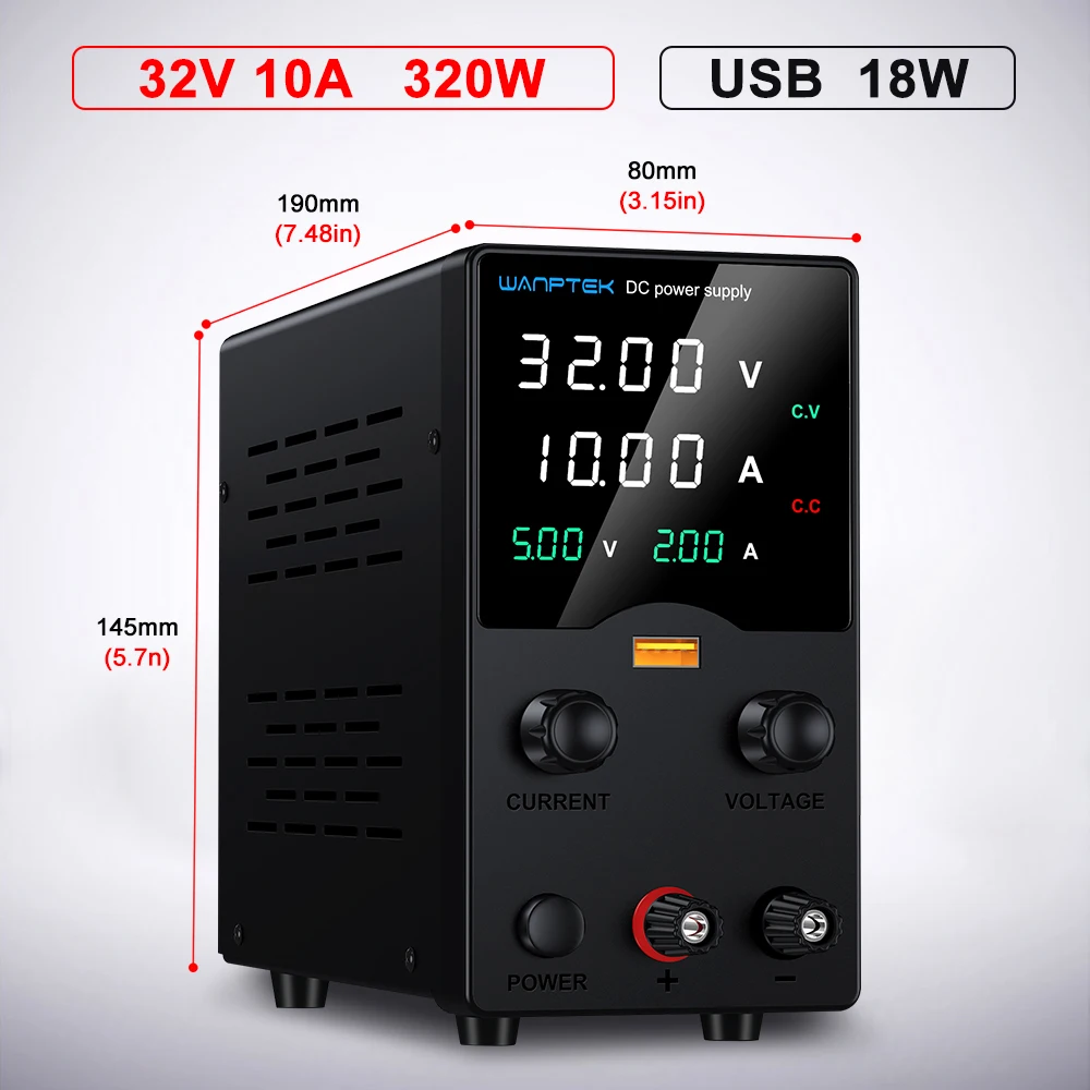 Wanptek DC Laboratorium Voeding Verstelbare 30V 10A 60V 5A 120V 3A met USB snel Opladen Bench voeding