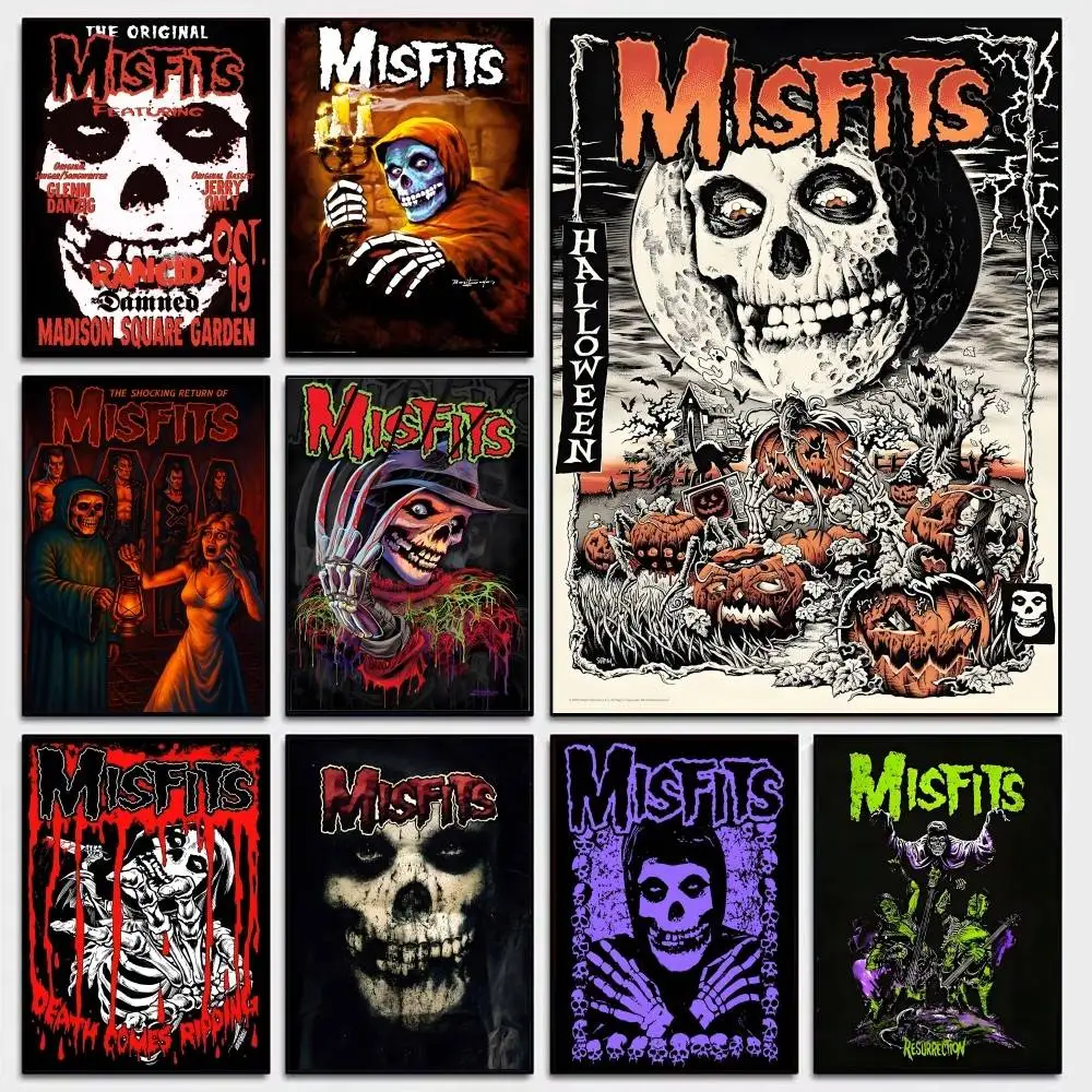 P-Punk-Band-M-Misfits-Classic-Music Self-adhesive Art Poster Whitepaper Prints Posters Artwork Home Decor