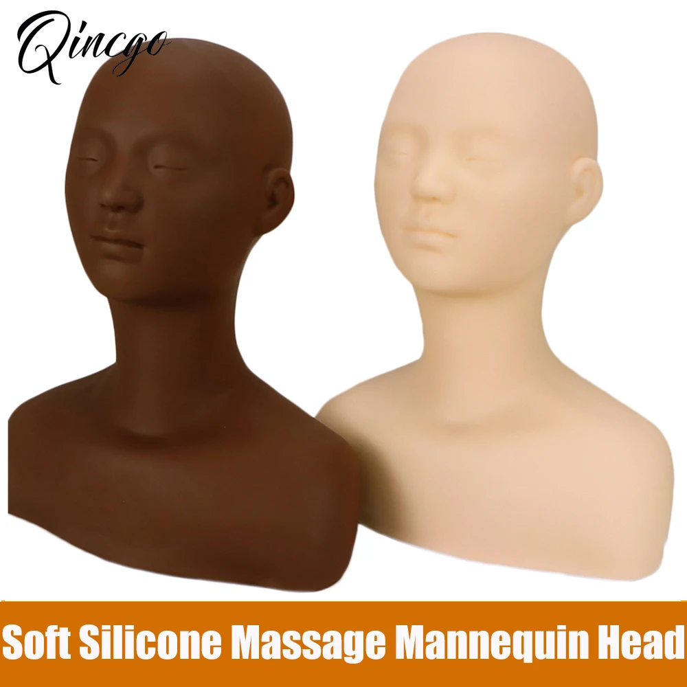 

Soft Silicone Massage Training Mannequin Head Half Body Model With Shoulder Cosmetology Mannequin For Make Up Painting Practice