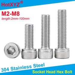 5/10/50pcs DIN912 M2 M2.5 M3 M3.5 M4 M5 M6 M8 A2-70 304 Stainless Steel Allen Hexagon Hex Socket Cap Head Screw Bolt