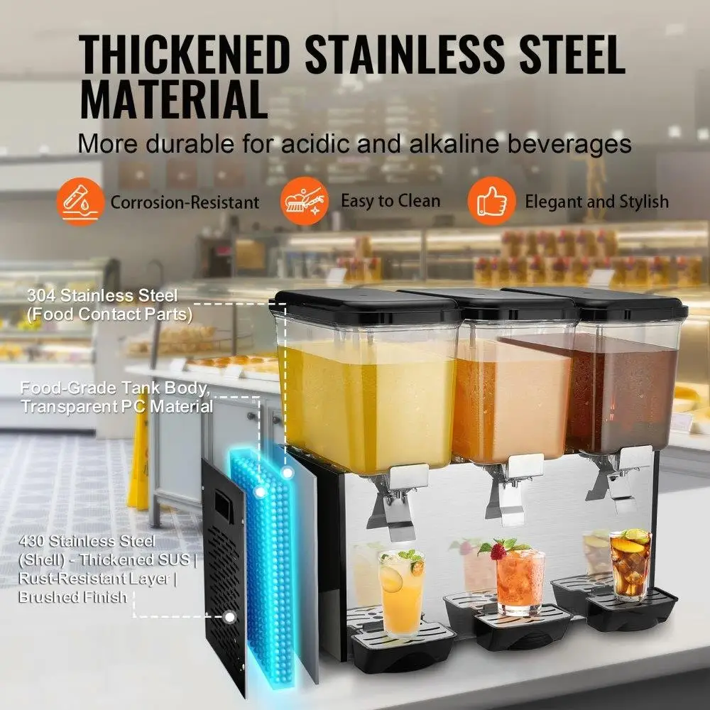 آلة المشروبات التجارية 3 خزان 18 لتر من العصير البارد والمشروبات المثلجة لأحداث الحفلات