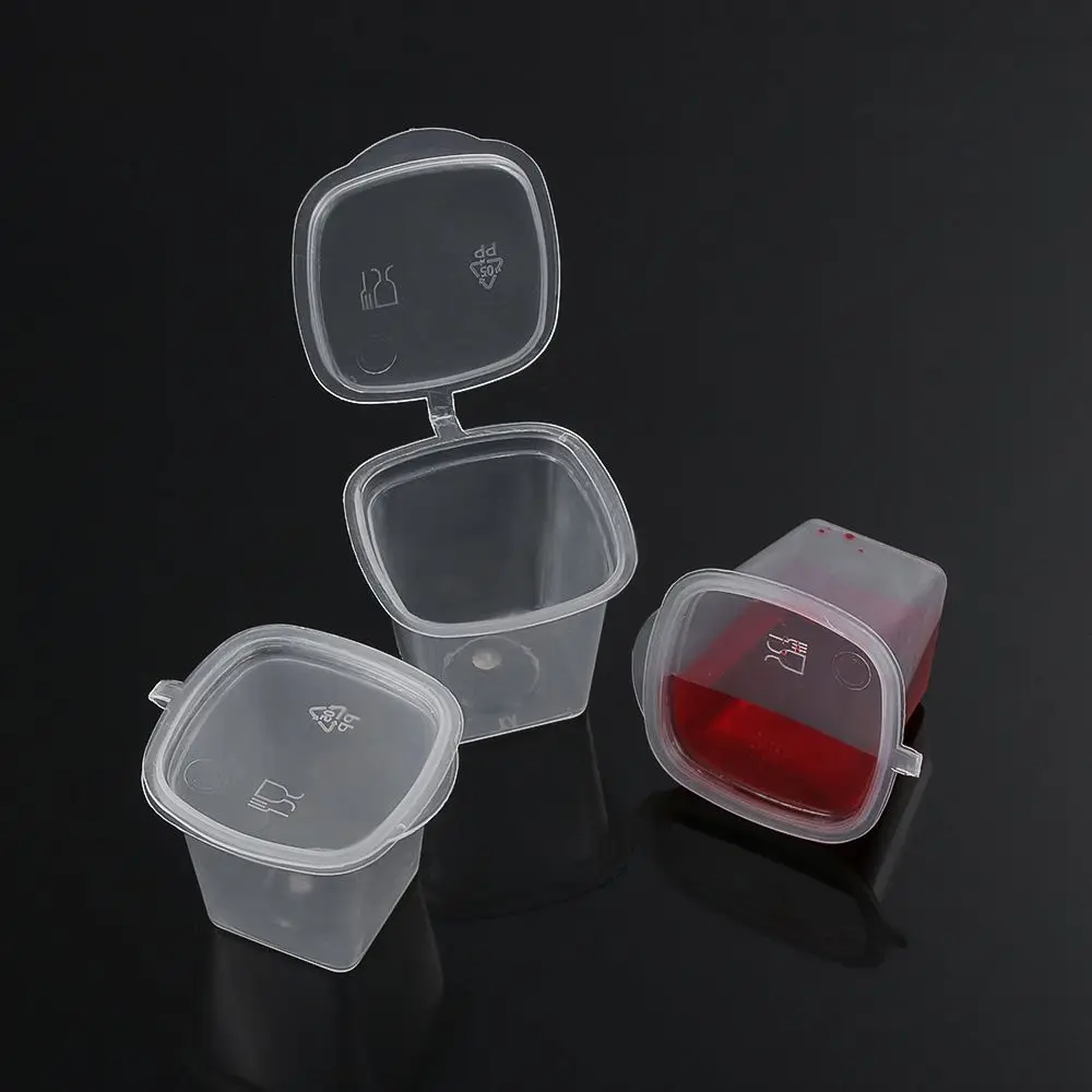 25Pcs Reusable Plastic Hinged Lids Sauce Cup Palette Food Containers Pigment Paint Box