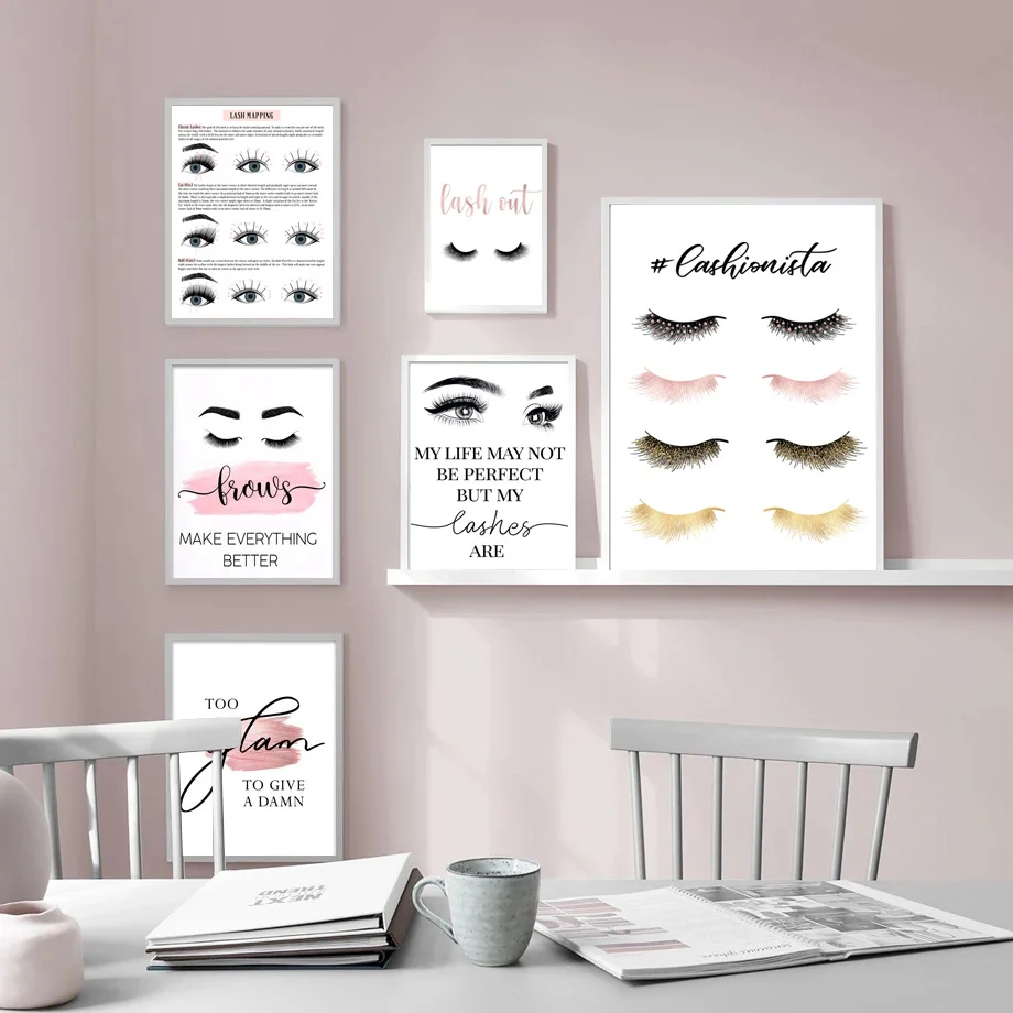 Fashion Beauty Lash Extensions Technician Guide Makeup Poster Canvas Painting Wall Art Pictures Beauty Shop Salon Home Decor