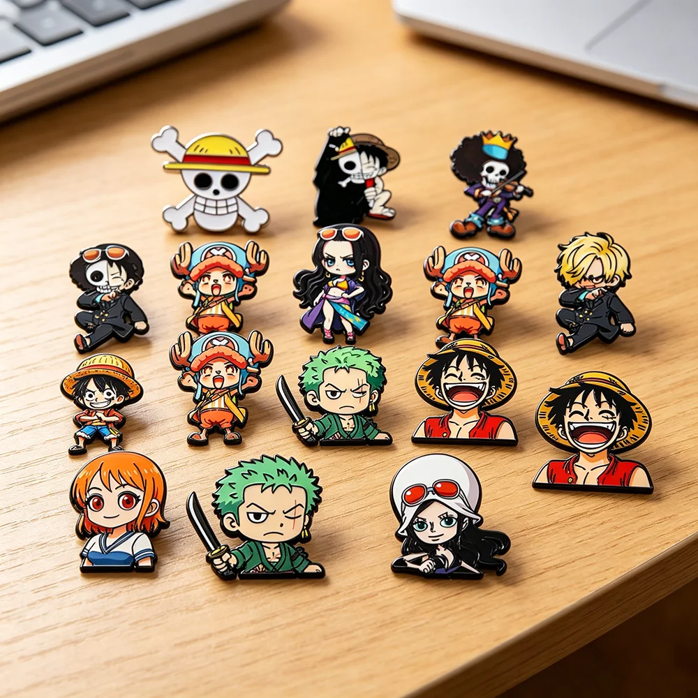 2-20pcs Cartoon Pirates Character Metal Brooches, Decorative Pin Badges for Jacket Backpack Hat Accessory Collectibles