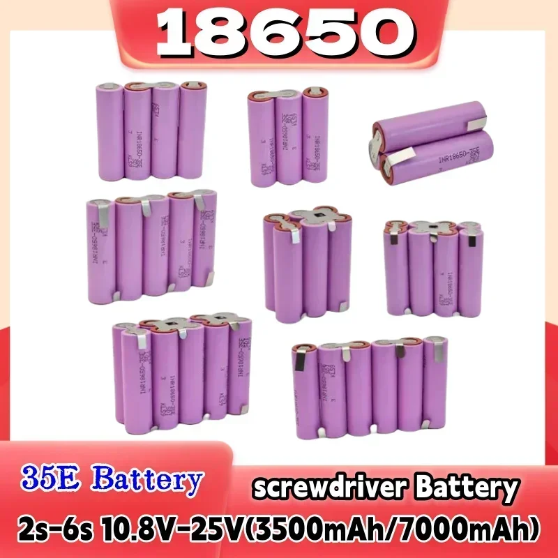 

2024 20A 18650 35E 3500mAh 7000mAh 3S 4S 5S 6S 8S 7.4V 12.6V 14.8V 18V 25.2V 29.6V for screwdriver battery welding battery pack