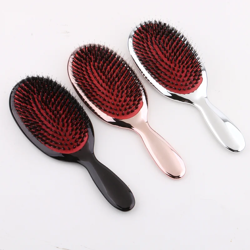 

Anti-Static Boar Bristle Hairbrush Hairdressing Combs for Hair Extensions Salon Air Massage Hair Brush 4 Color Available