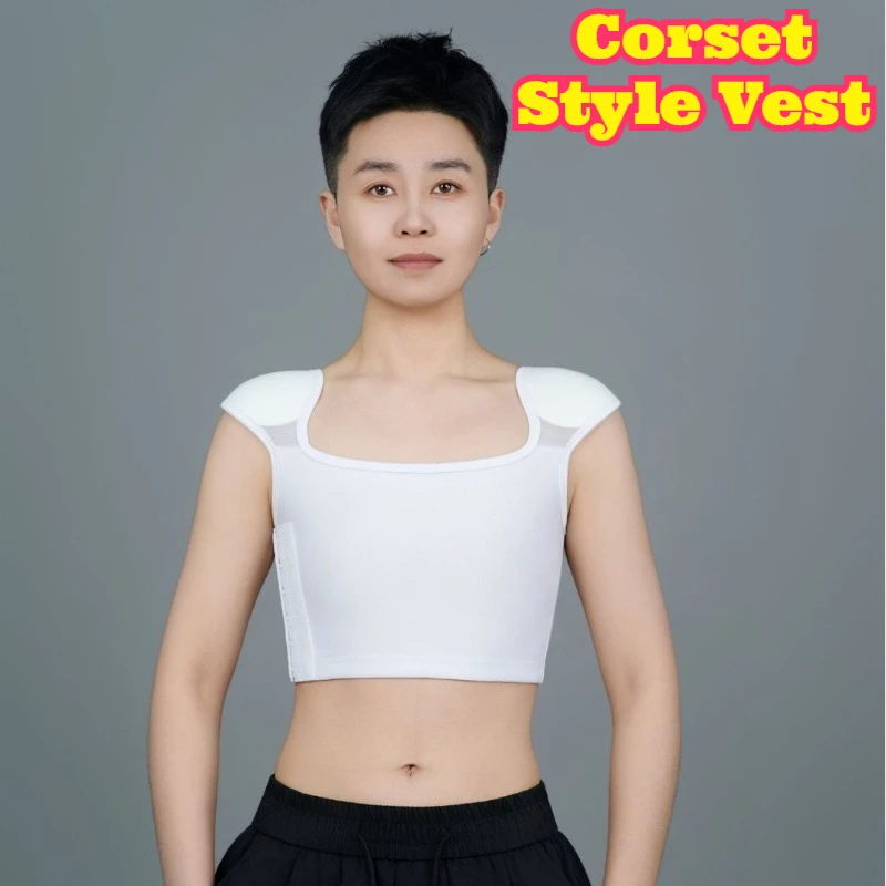 

Shoulder Pads Side Buckle Chest Binder Bandeau Top Bust Minimizing Sport Tank Slim Breathable Comfortable Shaping Fitness Wear