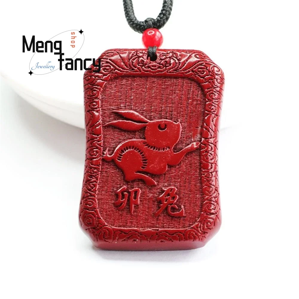 

Charms Fashion Natural Cinnabar Purple Gold Sand Zodiac Rabbit Pendant Amulets Mascots Luxury Jewelry Best Selling Holiday Gifts