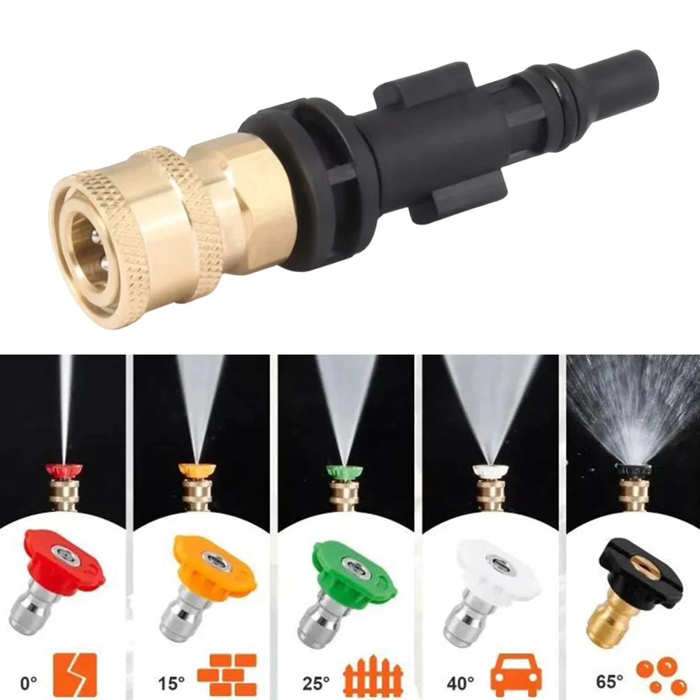 Kit de 6 Peças: Adaptador de Conexão Rápida para Lavadora de Alta Pressão com Rosca de 1/4" e Bico, Compatível com LAVOR/Sterwins/Parkside (Plástico e Latão)