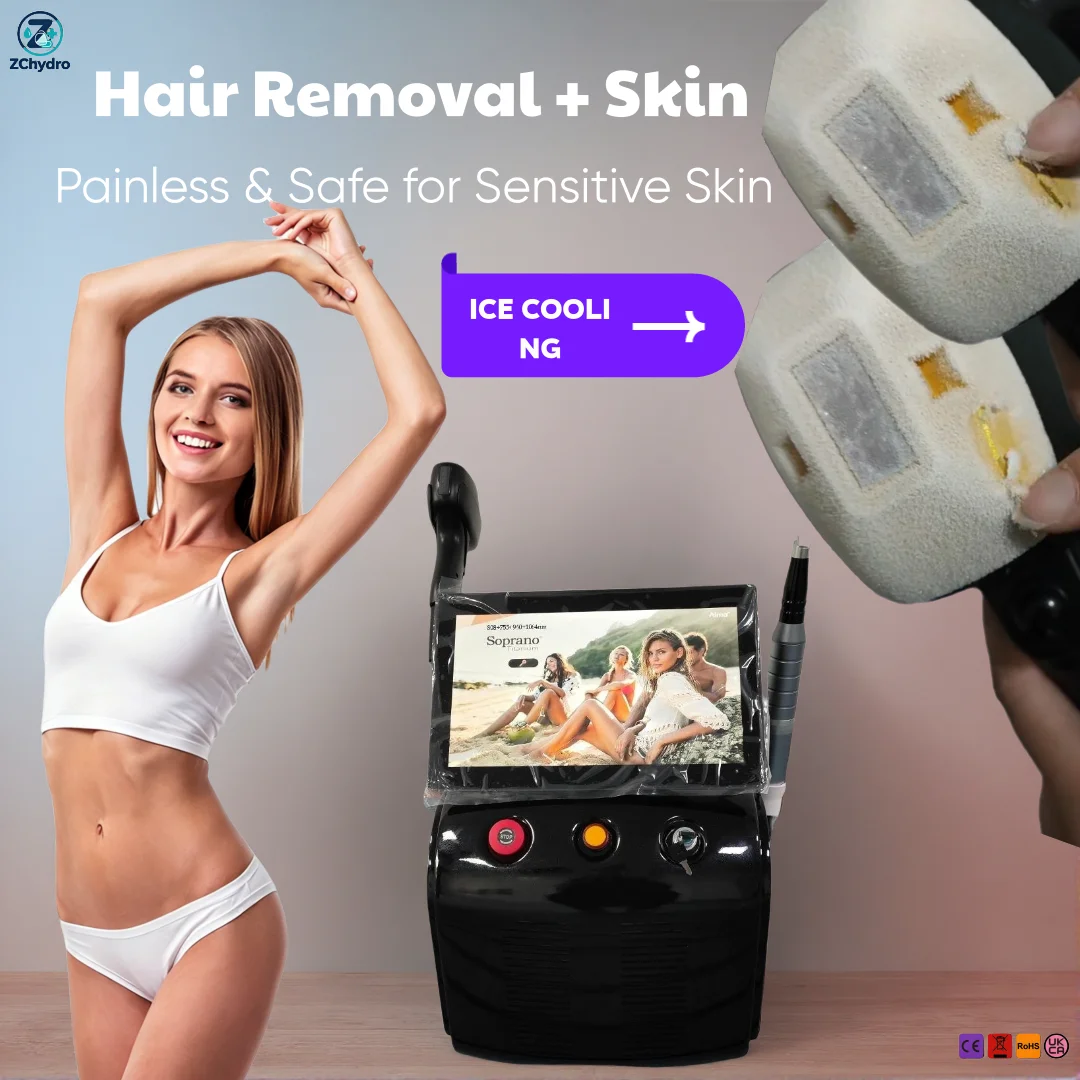 Multifunctional 2 In 1 Pulse Light Epilator Ice Cooling Painless Hair Reducer for Full Body Bikini Facial Legs Arms Home Beauty