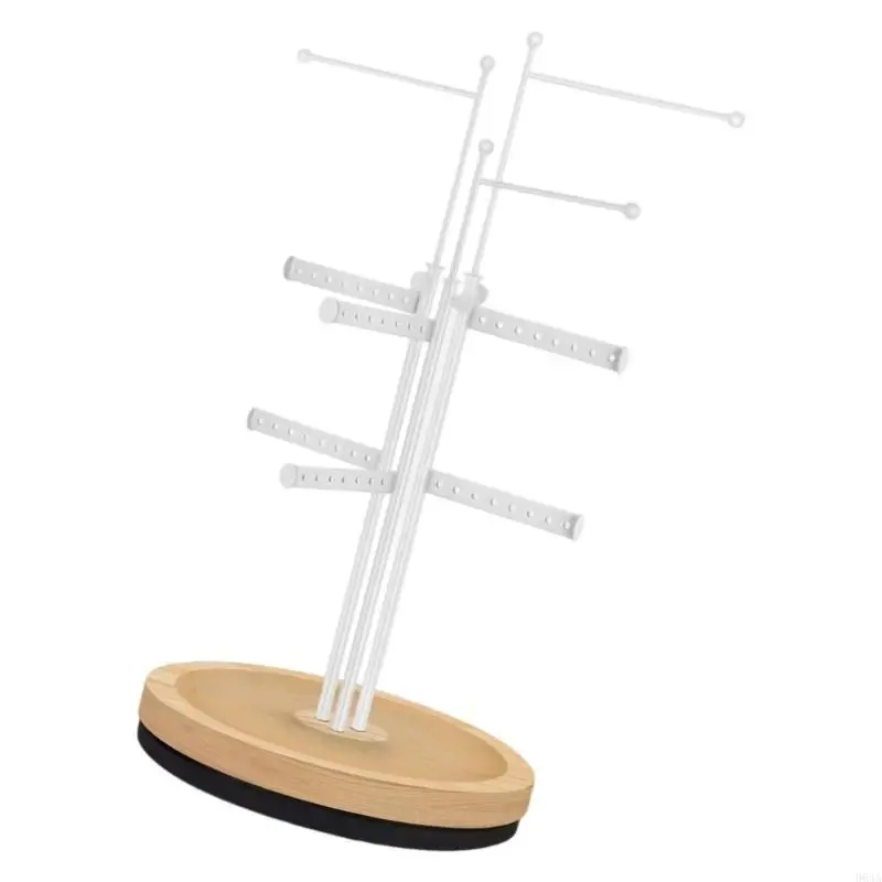 حامل عرض دوار متعدد الوظائف إطار معدني ومنصة خشبية لمتجر المجوهرات وقلادة وسوار المعرض رف 964A