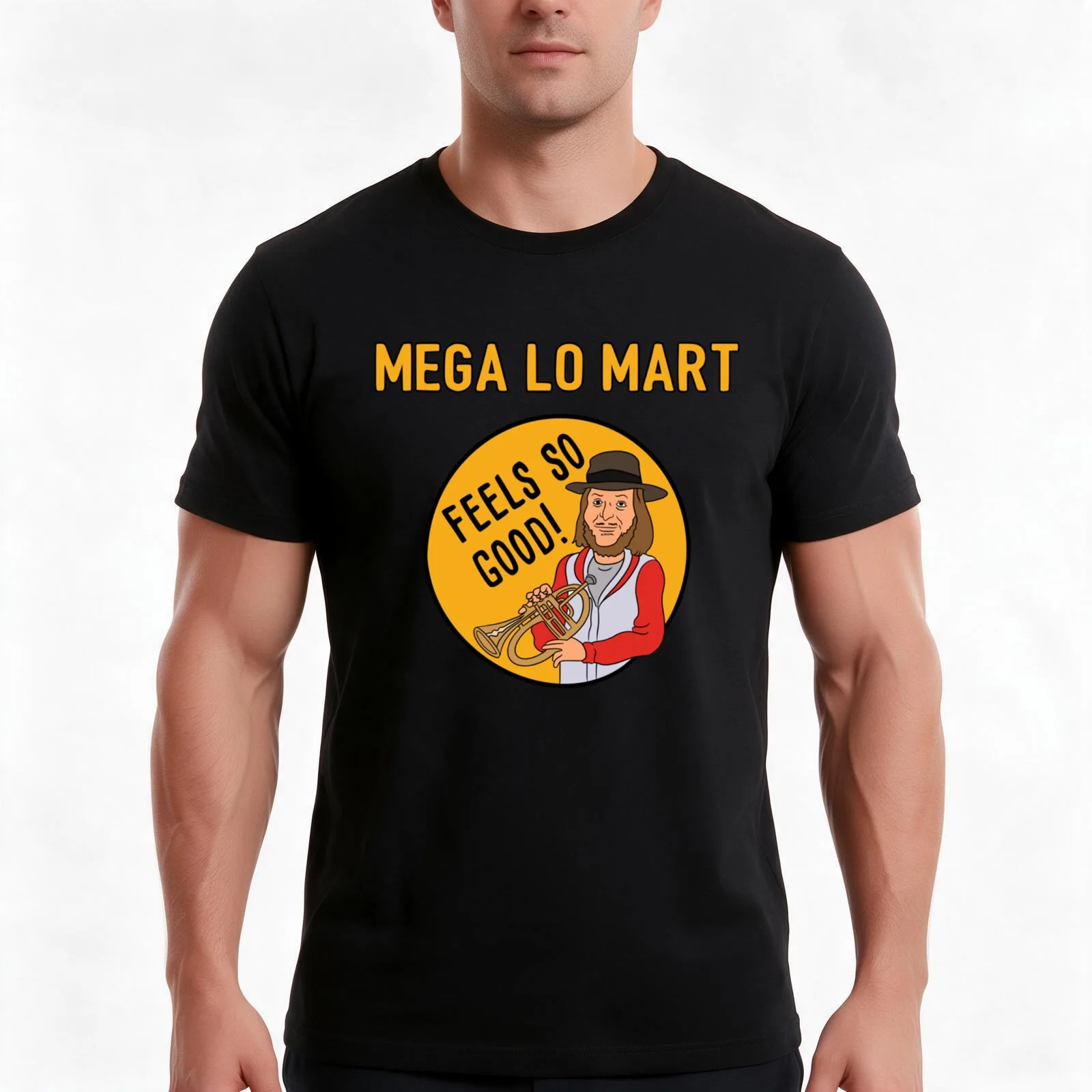 Mega Lo Mart T-Shirt, Summer Casual Cotton Tee, Oversized Streetwear Tops, Vintage Graphic Print, Loose Fit Short Sleeve