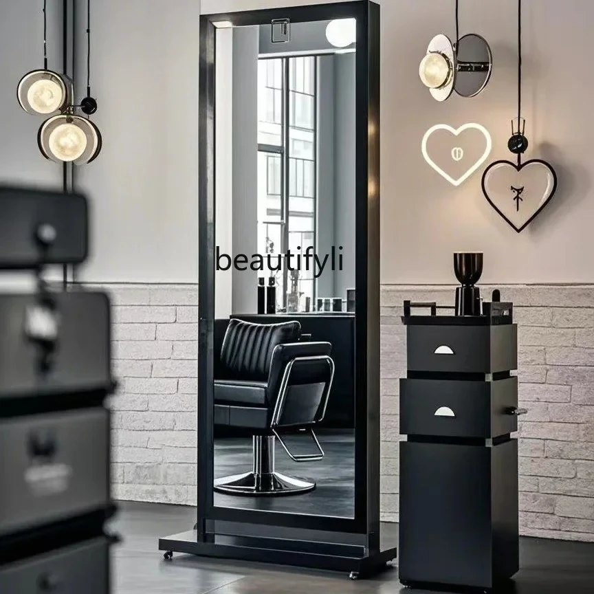 

High-End Hair Salon Mirror Stand Haircut Mirror Single and Double-Sided Floor Mirror
