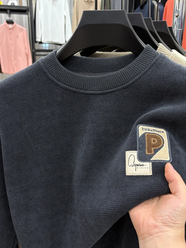 

Мужской длинный вязаный свитер с вышивкой, на подкладке, теплый, модный, универсальный, для повседневной носки, зима 2025