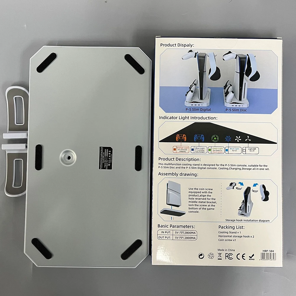 Зарядная док-станция для PS5 Slim с держателем для гарнитуры, зарядная док-станция с двумя контроллерами для Playstation5 Slim Digital/Disc Edition