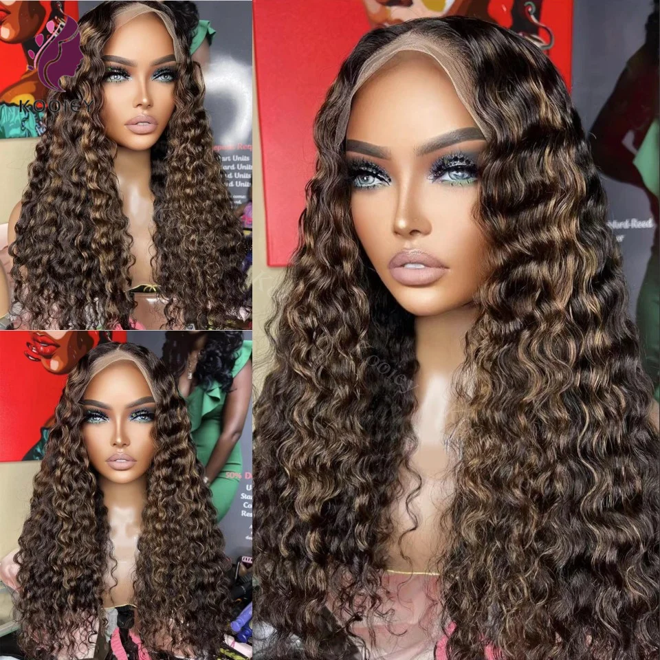 

Glueless Highlight Wig Human Hair Loose Deep Wave Lace Frontal Wig 13x6 Brown Colored 5x5 Silk Top Lace Front Human Hair Wigs