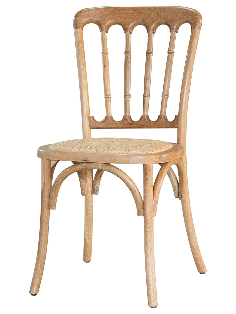 American style solid wood dining chairs, home backrest chairs, fully assembled rattan bamboo joint chairs, Napoleon chairs,