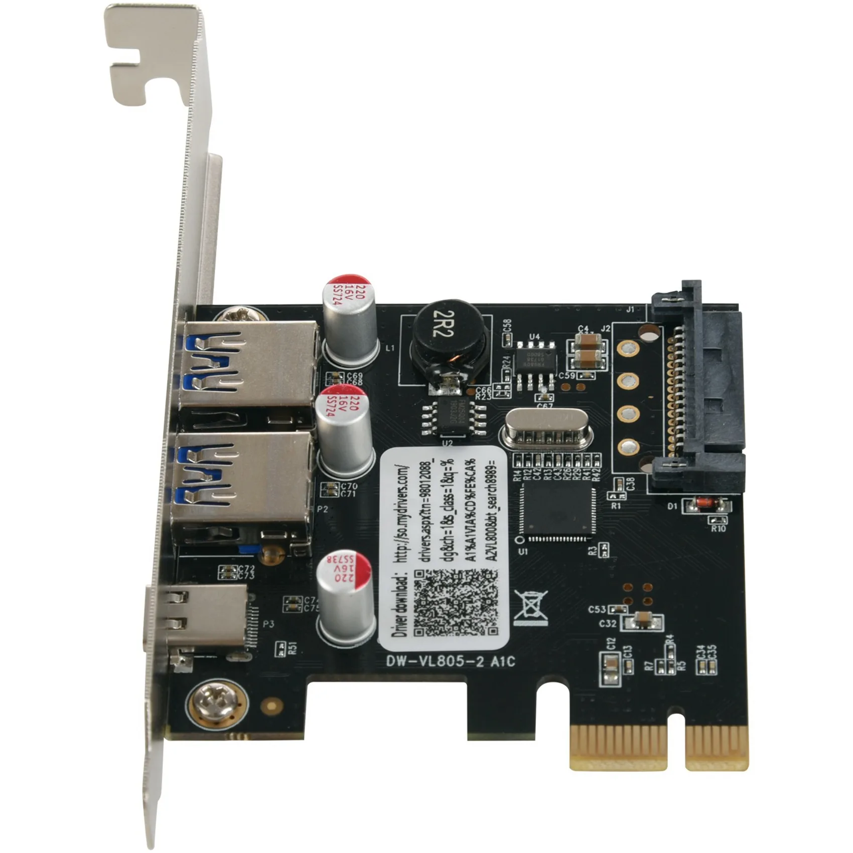 3X USB 3.1 Typ C PCIe-Erweiterungskarte PCI-E auf 1 Typ C und 2 Typ A 3.0 USB-Adapter PCI Express Controller Hub