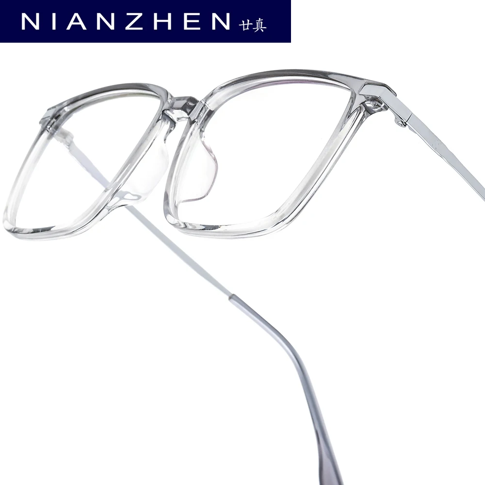 NIANZHEN TR90 Eyeglasses Frame Men Square Brand Design Glasses Women Retro Vintage Ultralight-Weight Eyewear Spectacles 5042