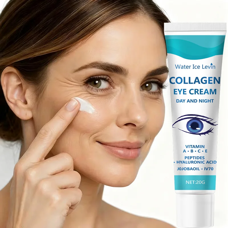 Collagen Eye Cream. Day Night Formula. All Ages Skin Types. Firms Hydrates Delicate Skin. Reduces Fine Lines Wrinkles.
