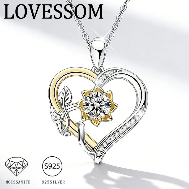 

A stylish and simple 925 sterling silver 1-carat heart-shaped sunflower moissanite necklace is a great gift for mom.
