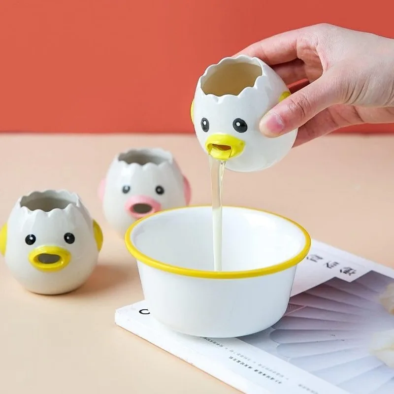 Cartoon Egg Separator Mini Egg White and Yolk Separator Practical and Simple Ceramic Egg Separator Suitable KitchenTools