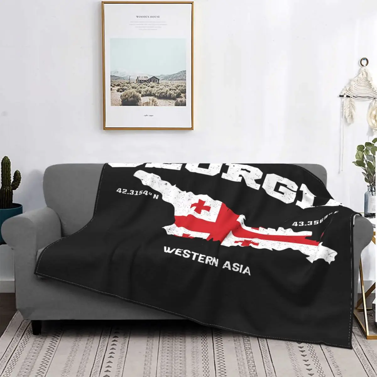 Georgian Map, Georgia Coordinates, Georgia Localisation 2024 An Ultra-Soft Micro Fleece Blanket