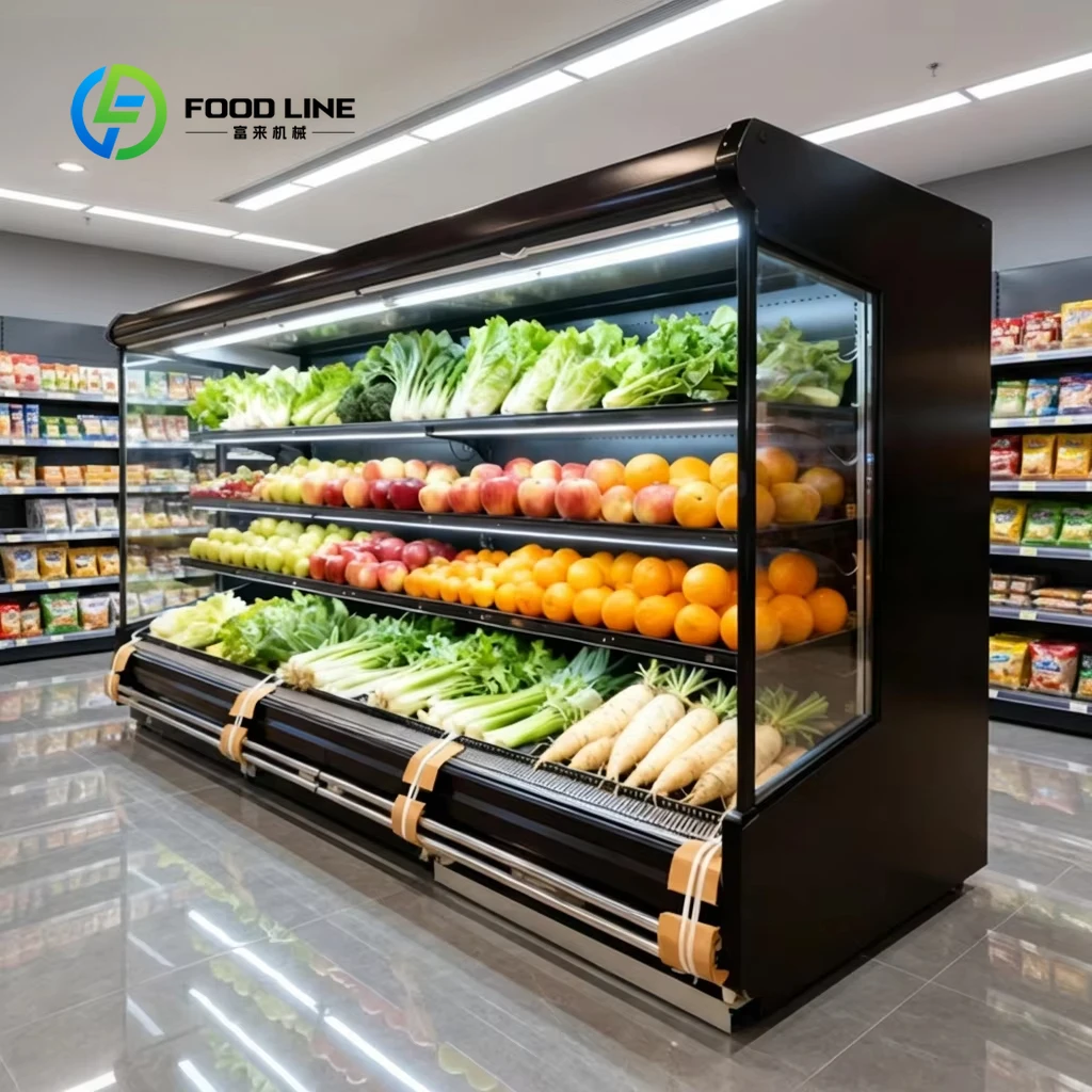 

Supermarket Multideck Open Chiller Customized Single Temperature Refrigerated Display Case Fruit Vegetable Air Cooling Cabinet